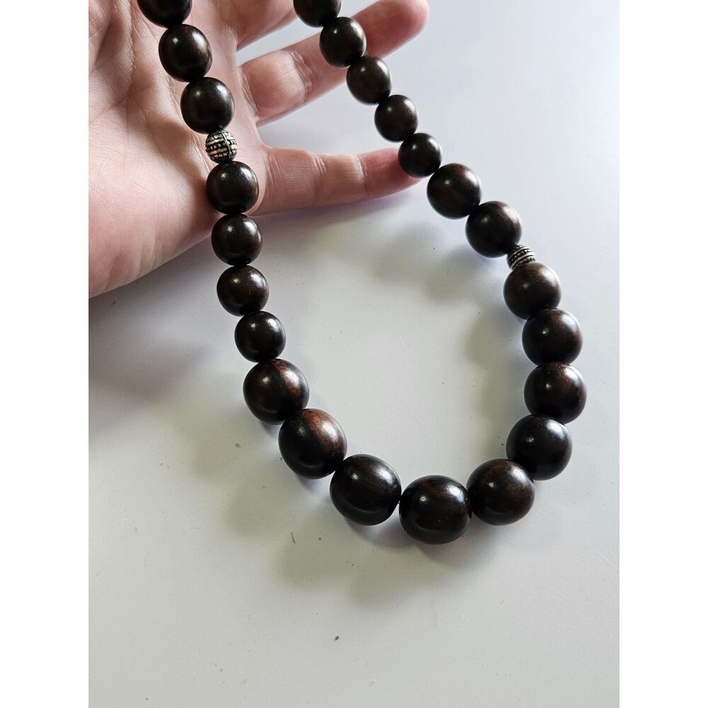 Coldwater Creek vintage brown wooden necklace 37"